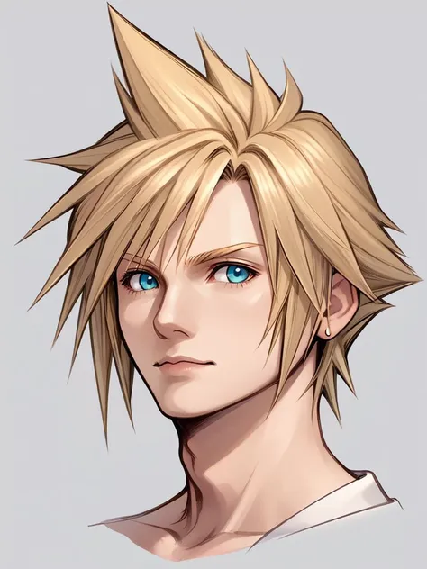 a drawing of a guy with blonde hair and blue eyes