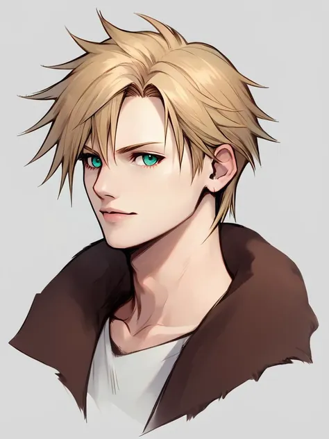 a drawing of a guy with blonde hair and blue eyes