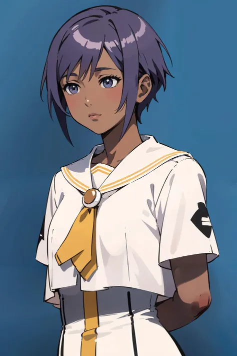 anime girl in uniform with yellow tie and white shirt