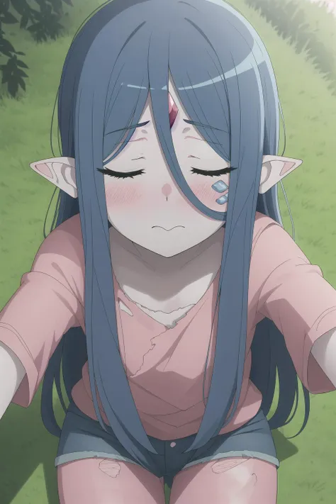 <lora:Wiene:0.6>,child, wiene, sleepy, closed eyes, monster girl, pale skin, (blue scales:1.2), (long hair:1.1), forehead jewel, blush, cute face, (chest above:1.2), pantyhose,cute & girly, <lora:add_detail:0.7>,(school:1.4)