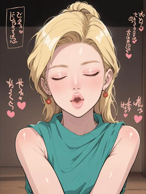 a cartoon girl with her eyes closed and her eyes closed