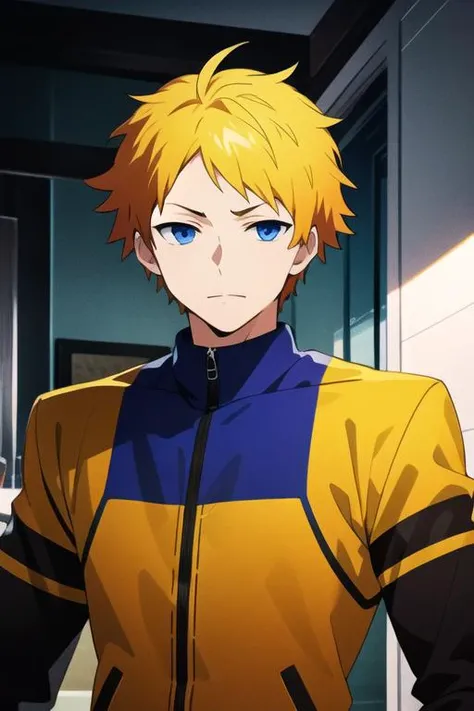 masterpiece, best quality, game cg, 1boy, solo, male focus, looking at viewer, upper body, , anime coloring, , <lora:birthday_hamatora:0.74>, birthday_hamatora, blonde hair, blue eyes, , knight costume, , 2k resolution