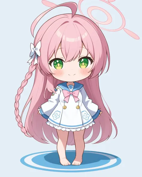 a cartoon girl with long pink hair and a white dress