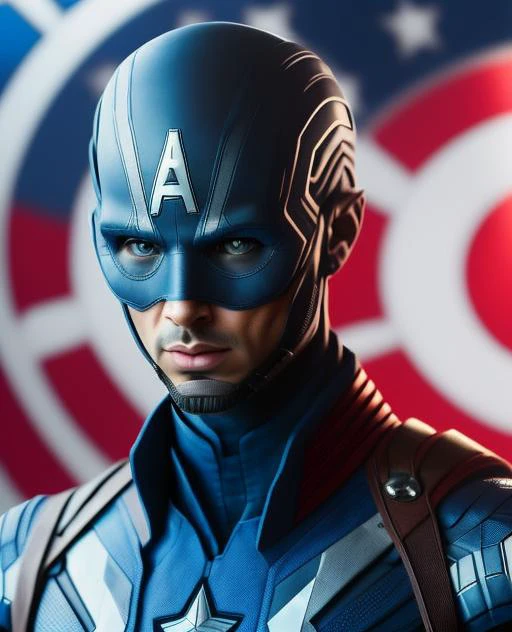 realistic portrait of a pdalns mix captain america