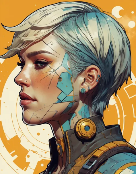 a study of cell shaded portrait of a ((ohwx woman)) as Borderlands 3 concept art, llustration, post grunge, concept art by josan gonzales and wlop, by james jean, Victo ngai, David Rubín, Mike Mignola, Laurie Greasley, highly detailed, sharp focus, alien, ...