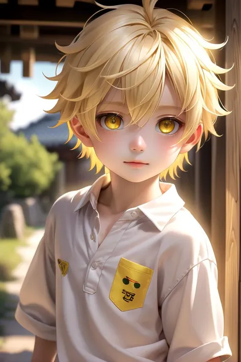 anime boy with yellow eyes and a white shirt