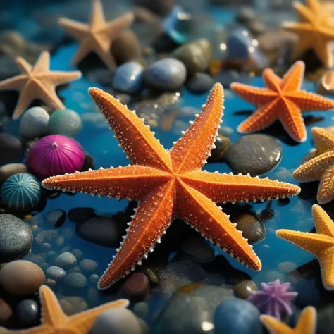 tilt-shift photo of offset print, behance hd, princesscore, full of color, neutral details, x-ray photography, harsh (starfish:1...