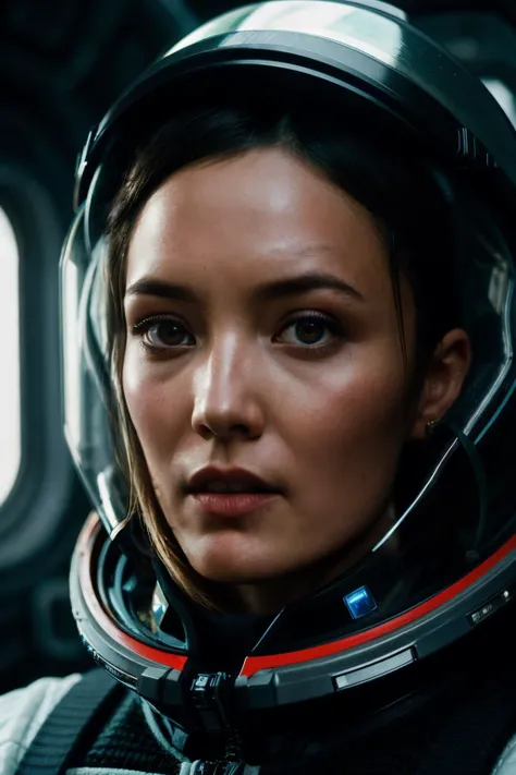 A stunning intricate full color up close portrait of pok, wearing a futrue space suit, epic character composition, by ilya kuvshinov, alessio albi, nina masic, sharp focus, natural lighting, subsurface scattering, f2, 35mm, <lora:PomKlementieff-RealVision-...