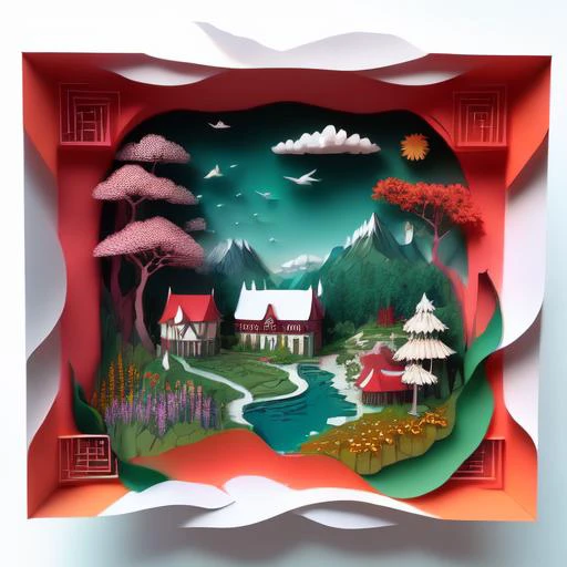 three-dimensional paper-cut style/立体剪纸风格