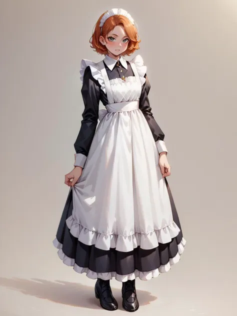 a woman in a maid outfit poses for a picture