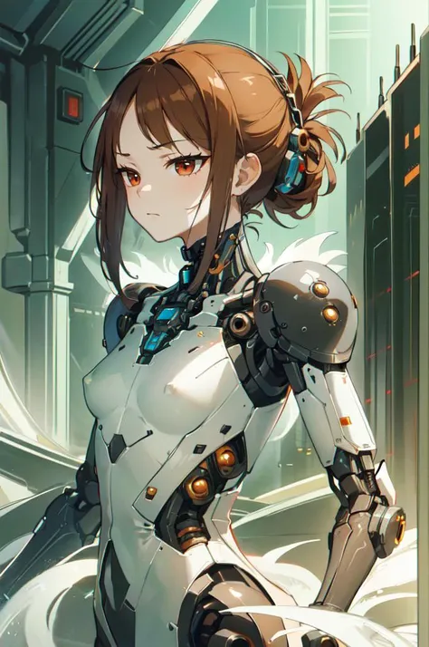 <lora:Reel_mechanical_parts_v_1_3:1> reelmech, mechanical parts, joints, mecha,, absurdres, ultra detailed, masterpiece, best quality, aesthetic, detailed,, solo, frown,
1girl, red eyes, <lora:Tsurime3:1>, (tsurime:1.2), (brown hair:1.3), medium hair, (asy...