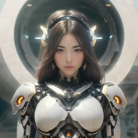 a woman in a futuristic suit with a helmet and horns