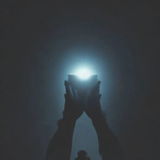 A men holding planet earth in space, close up, black sky, shadow, dark picture