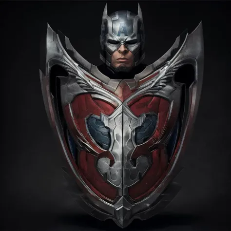 [red:blue:0.5] captain america shield, (symmetric:1.1),  dark background, thunders in the backgrround, <lora:å¾½ç« 2:1>