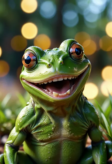 ASCII Masterpiece, (cosy), (ultra high res, mj,best quality,highly detailed:1.5),(cinematic),(volumetric lighting, volumetric shadows:1.5),Amazing, (8k details),(photorealistic:1.4), (warm lighting,ray tracing,dynamic lighting:1.5
a green frog who gives a ...