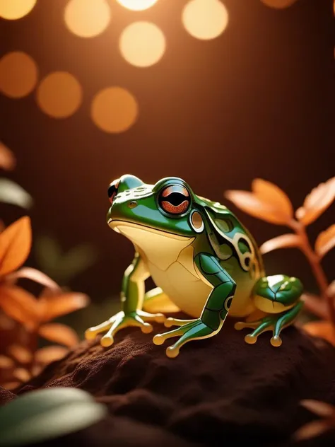 cinematic photo kirigami art of a highly detailed, Discouraged [Graceful|Boundless] Frog, Anime screencap, side lit, Warm Colors . 35mm photograph, film, bokeh, professional, 4k, highly detailed