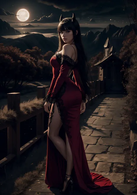 glasses,long hair,bangs,raven black hair with a sleek-effect hime cut,bored,red dress,<lora:age_slider_v6:1.2>,full body, AS-AdultV2,cowboyshot,dynamic angle,(fantasy style:1.2),(high quality:1.3),(best quality:1.3),(masterpiece:1.3),official art,official ...