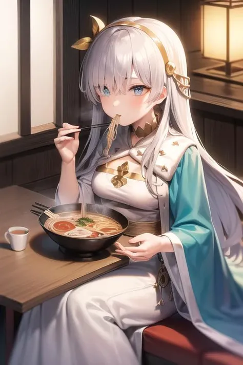 masterpiece, ultimate quality, Ramen Japanese restaurant, eating ramen, chopsticks, noodles,
original outfit, 1girl, anastasia (fate), blue cloak, solo, crown, white background, cloak, dress, doll, mini crown,


 <lora:betterrameneating_11:0.7>, <lora:fate...