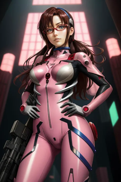 dystopian style makinami_mari_illustrious, glasses, plugsuit, bodysuit, red-framed eyewear, pink bodysuit , bleak, post-apocalyptic, somber, dramatic, highly detailed  <lora:more_details:0.1>  <lora:LowRA:0.2>  <lora:makinami_mari_illustrious:0.8>