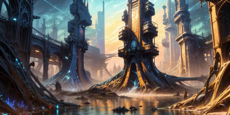 ((masterpiece,best quality)),, Eldar_World, scifi, building, structure, still life, no humans, skyscraper, made of bone, big modern city, blue glow, blue theme, swirling energy, large scale:1.5, panorama:1.5
<lora:Eldar_World:0.8>