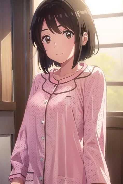 mitsuhamiyamizu, <lora:mitsuha miyamizu movie-lora-nochekaiser:1>,
mitsuha miyamizu, black hair, (brown eyes:1.5), smile,
BREAK medium hair, (polka dot:1.5), pajamas, (pink pajamas:1.5), (polka dot pajamas:1.5),
BREAK indoors, bed,
BREAK looking at viewer,...