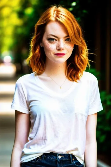 RAW photo, a portrait photo of Emma stone in casual clothes sexy pose,  <lyco:locon_emmastone_v1_from_v1_64_32:1.0> , natural skin, 8k uhd, high quality, film grain, Fujifilm XT3