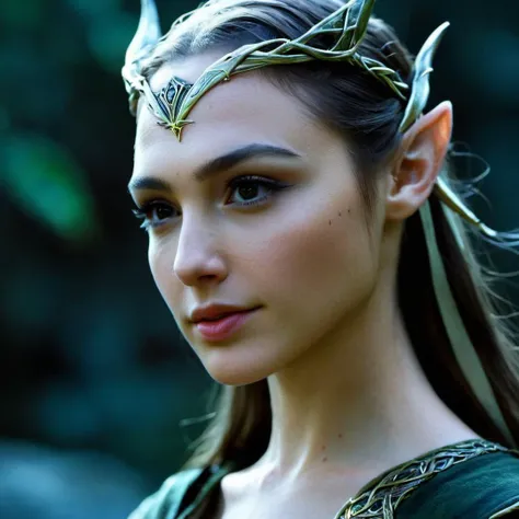 High quality closeup portrait photo of a high elven princess with perfect lips, (illuminated by moonlight), Nikon Z9, skin texture visible, (sharp focus), (high quality),    <lora:galgadot_xl_1_standard-000079:1>