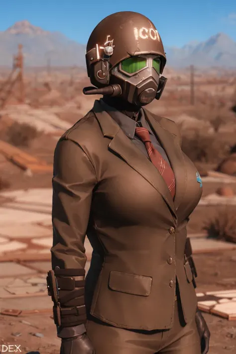 a close up of a person wearing a suit and a helmet