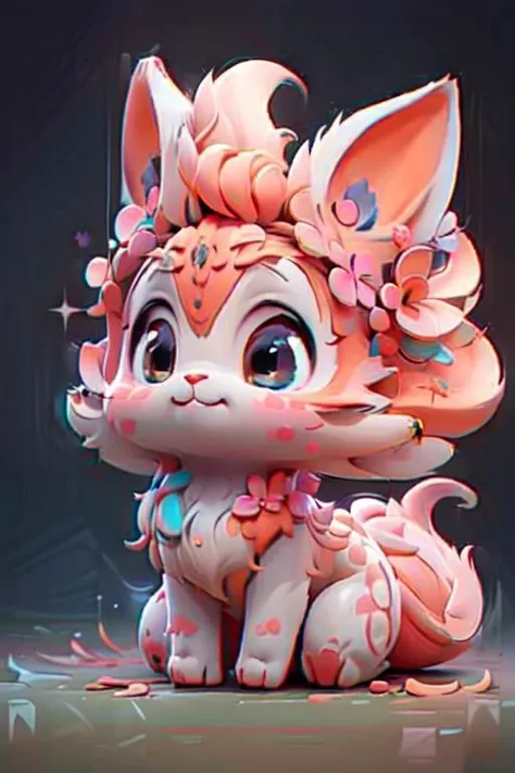 a close up of a cartoon cat with a flower crown on its head