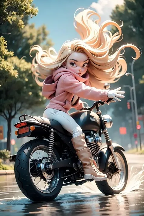 a close up of a person riding a motorcycle on a street