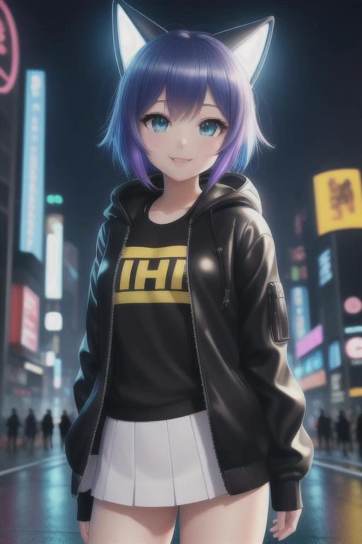 masterpiece, best quality, full body, portrait, night city, 1girl, anime, 3d, japan, pixar, realistic, teen girl, smiling, cute ...