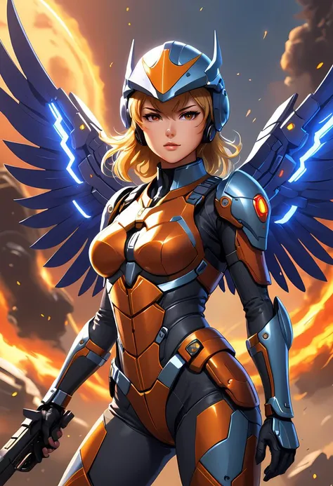 anime artwork Fury Unleashed: Sci-Fi Heroine Armed and Ready for Action by Yu2Maru: Brace yourself for an electrifying display of power and resolve as envisioned by acclaimed artist Yu2Maru! Set against a stunning interstellar vista, our fierce heroine eme...