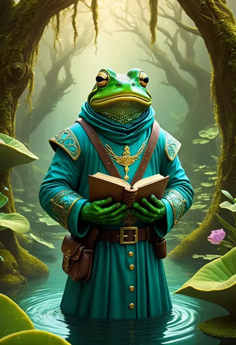 dreamscape arcane scholar loveland frogman, in a fantasy . surreal, ethereal, dreamy, mysterious, fantasy, highly detailed,