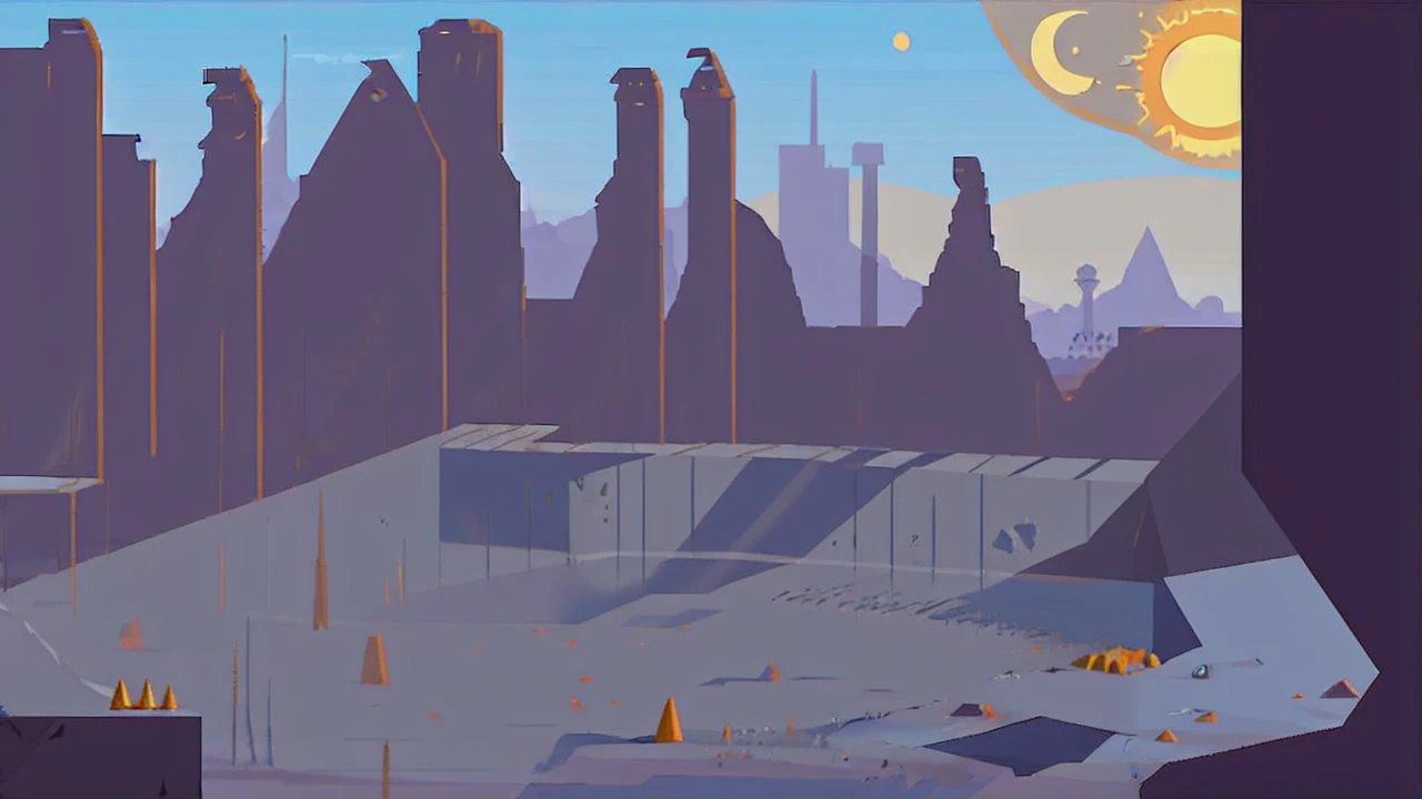 there is a cartoon picture of a futuristic city with a spaceship in the background