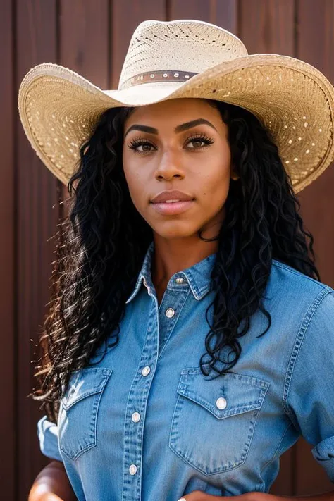 DEN_luasant_SG,
country beauty posing against a wooden fence with a plaid shirt and jeans and a cowboy hat, cow girl, country girl, cow girl
bokeh, f1.4, 40mm, photorealistic, raw, 8k, textured skin, skin pores, intricate details  <lora:epi_noiseoffset2:1>...