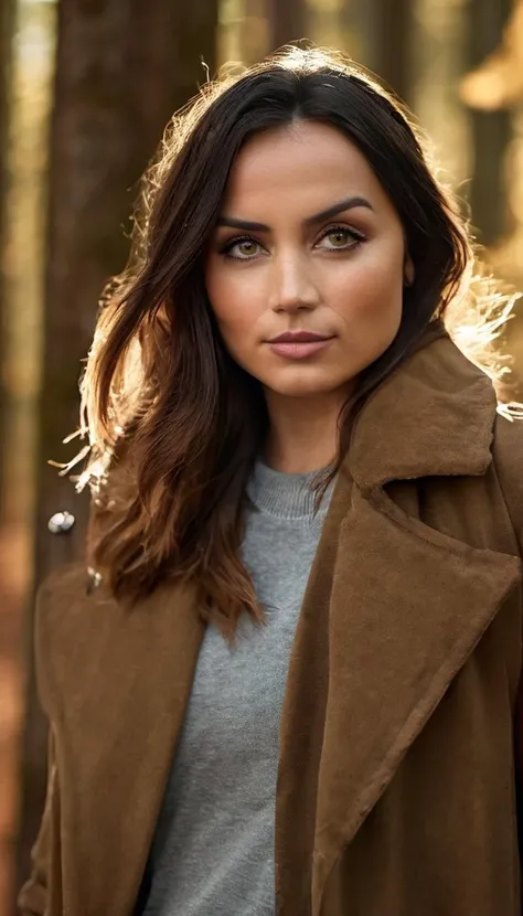 portrait of skswoman, wearing casual clothes, walking down on autumm forest, epic (photo, studio lighting, hard light, sony a7, 50 mm, matte skin, pores, colors, hyperdetailed, hyperrealistic) <lora:Ana de Armas:1.2>