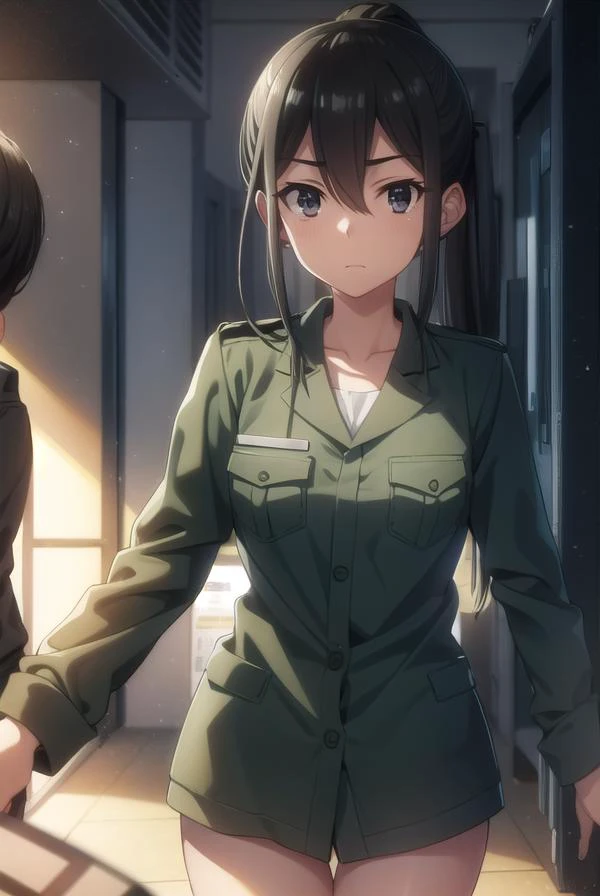 ryoukokusakabe, <lora:ryouko kusakabe s2-lora-nochekaiser:1>,
ryouko kusakabe military uniform, long hair, black hair, ponytail, uniform, military, military uniform, (black eyes:1.3),
BREAK ,
BREAK indoors,
BREAK looking at viewer, (cowboy shot:1.5),
BREAK...