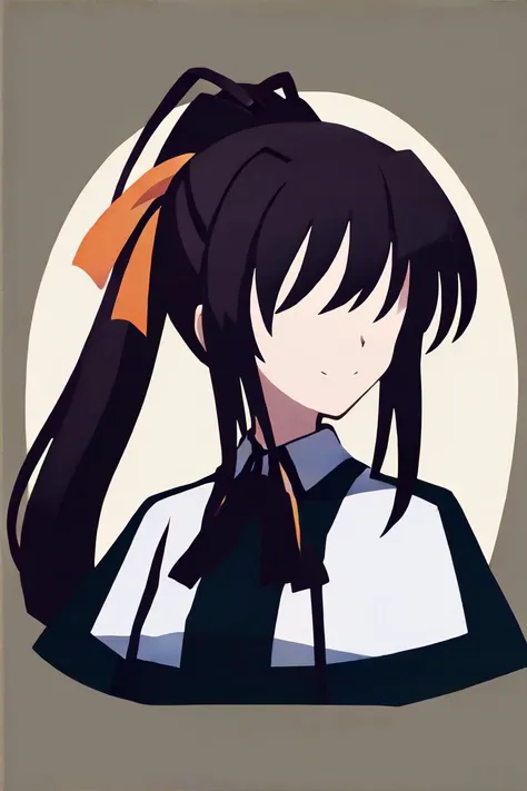 anime girl with long black hair and a bow in her hair