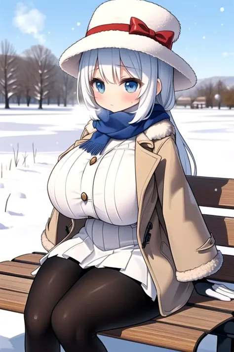 (masterpiece best-quality illustration)
cowboy-shot (from-side:0.8) steaming-body heart
(((fur-coat fur-hat))) warm-winter-clothes cozy-scarf-covering-mouth gloves skirt thick-thighs cotton-pantyhose
sitting park-bench
outsides snowstorm snow-white-country...