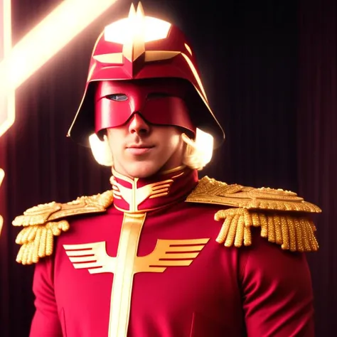 breathtaking Ryan Gosling dressed as Char Aznable MXCHARMASK <lora:MXchar-1:1> . award-winning, professional, highly detailed, ~*~aesthetic~*~, cinematic lighting, inspiring, vibrant, grim, dark, epic, high detail, hyper realism, masterpiece, professional ...