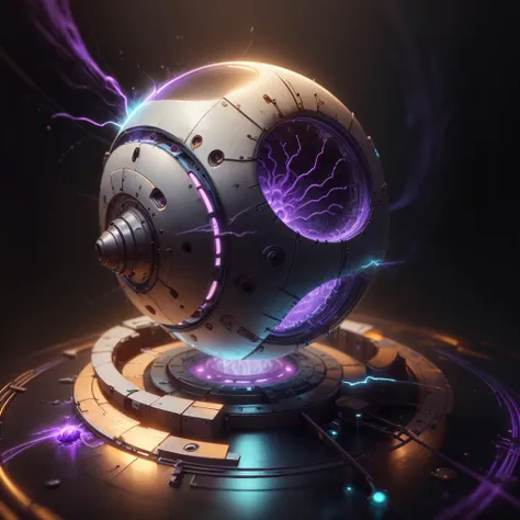 a futuristic sphere with a glowing purple light coming out of it