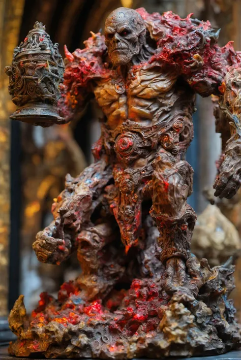 (Wonderful, intricate), (colorful), (a superb Resin figure modeling of a Infernal Golem), (in a wonderful place),  (High quality, Highly detailed, Sharp focus, 8K UHD, Hasselblad H6D-50c, Art photography)