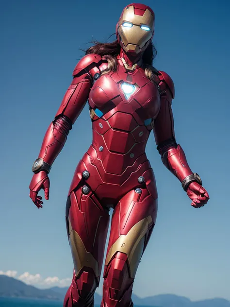 fullbody photo, female ironman, (highly detailed skin, skin texture:1.2), (raw photo, 35mm photograph, film, professional, 4k, highly detailed:1.1)