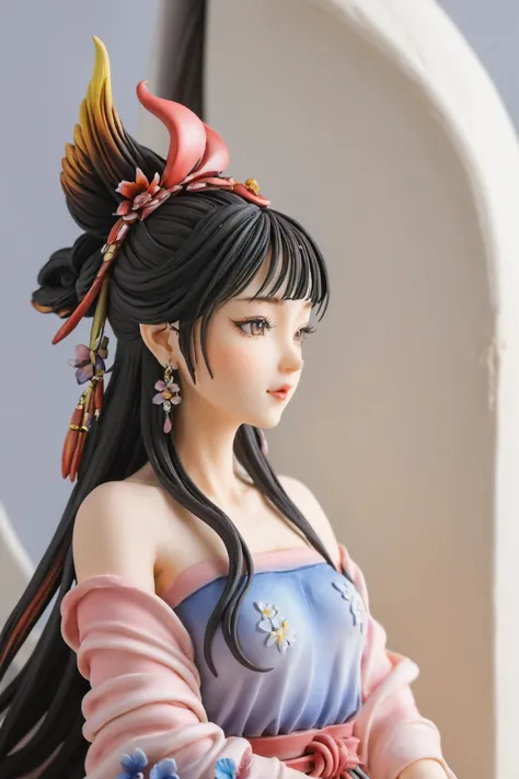 a close up of a figurine of a woman with long hair