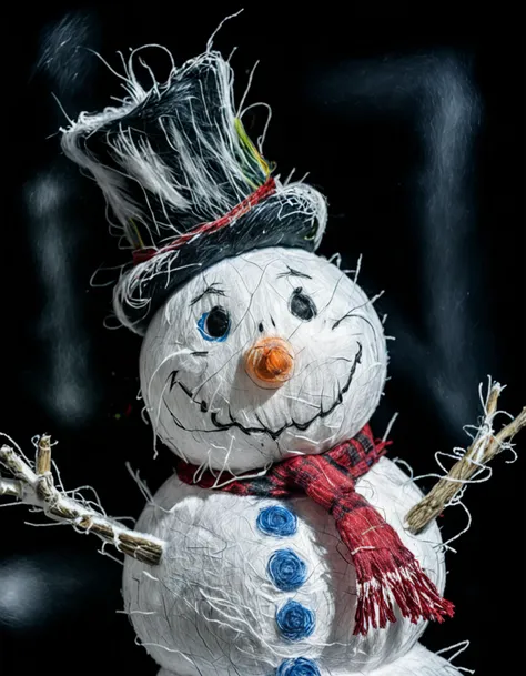 Scribble.HDR photo, Snowman, Scribble.HDR photo, Snowman, black background