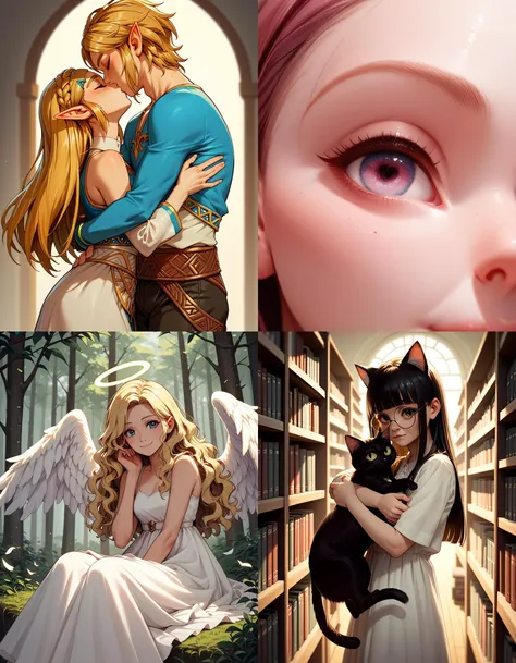 https://civitai.com/articles/5300 ___ All images: score_9, score_8_up, score_7_up ___ 1st image: 1girl, 1boy, Princess_Zelda, (The_Legend_of_Zelda:_Breath_of_the_Wild), standing, kiss, hug, closed_eyes ___ 2nd image: 1girl, lovely face, portrait, close-up,...