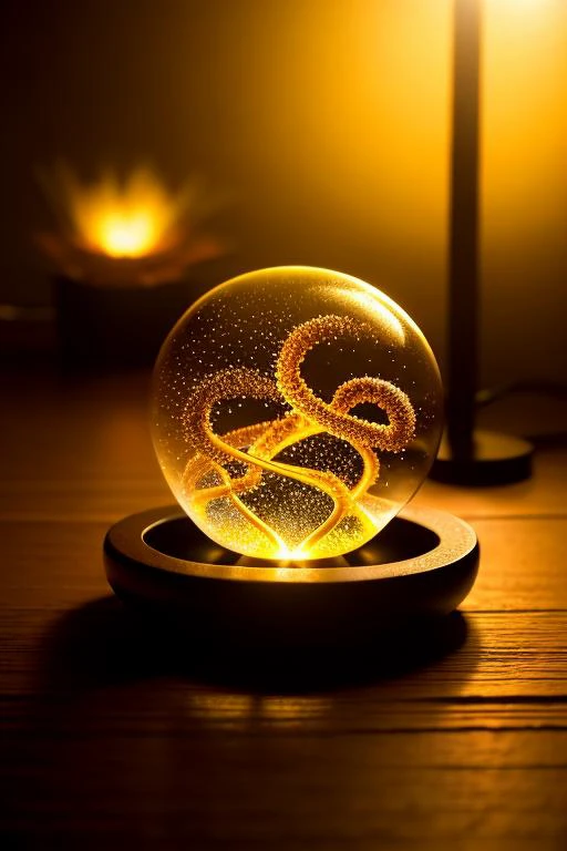 a close up of a glass ball with a snake inside