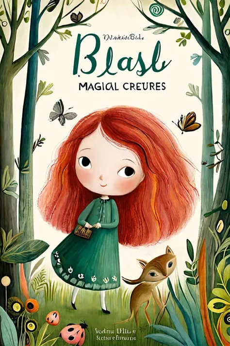 a picture of a book cover with a girl and a dog in the woods