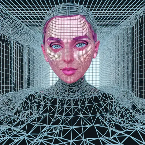 <lora:futurism1980s:1>the wireframe of a woman in the style of futurism80s