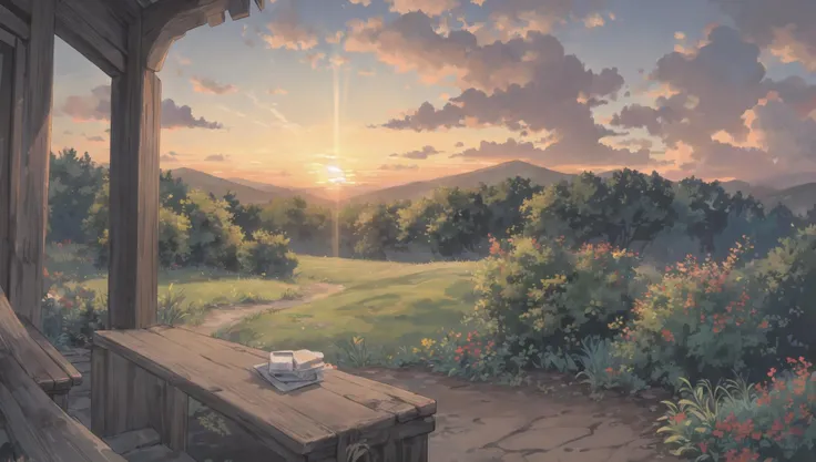 ((masterpiece:1.4,best quality)), cloud, outdoors, forest, spring glade, scenery, sky,
(sunrise:1.4), sunbeam, high detail, abundant, 8k, green,tree, high detail, wallpaper,
<lora:howlbgsv3:0.8>